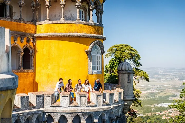 A group of tourists with our guide inside Pena Palace.